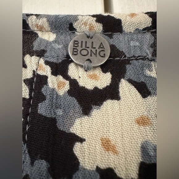 Billabong Button-Up Maxi Dress XS Black Floral Tie Waist Long Sleeve - Picture 8 of 12